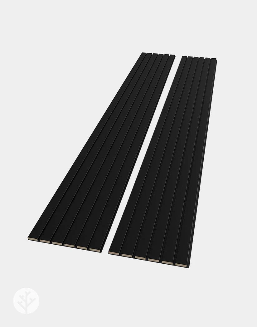 Slatpanel® Luxe Leather Black Wide Slat Wood Wall Panel - Image 2