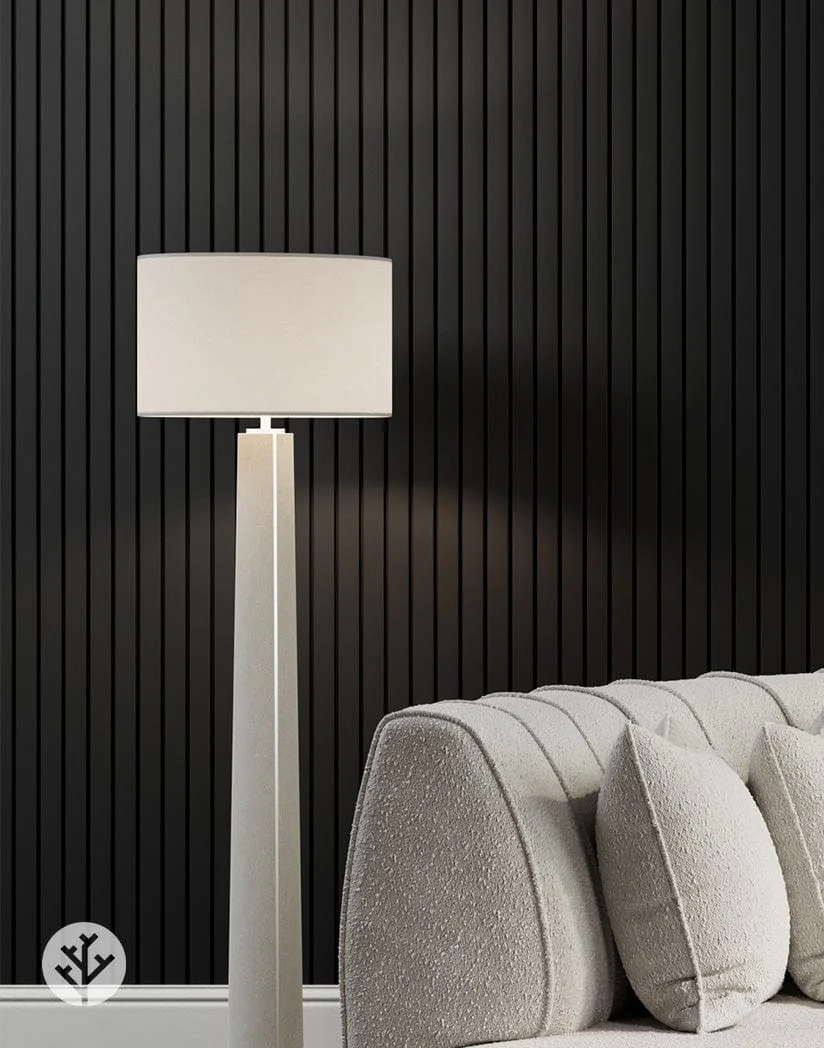 Slatpanel® Luxe Leather Black Wide Slat Wood Wall Panel - Image 5
