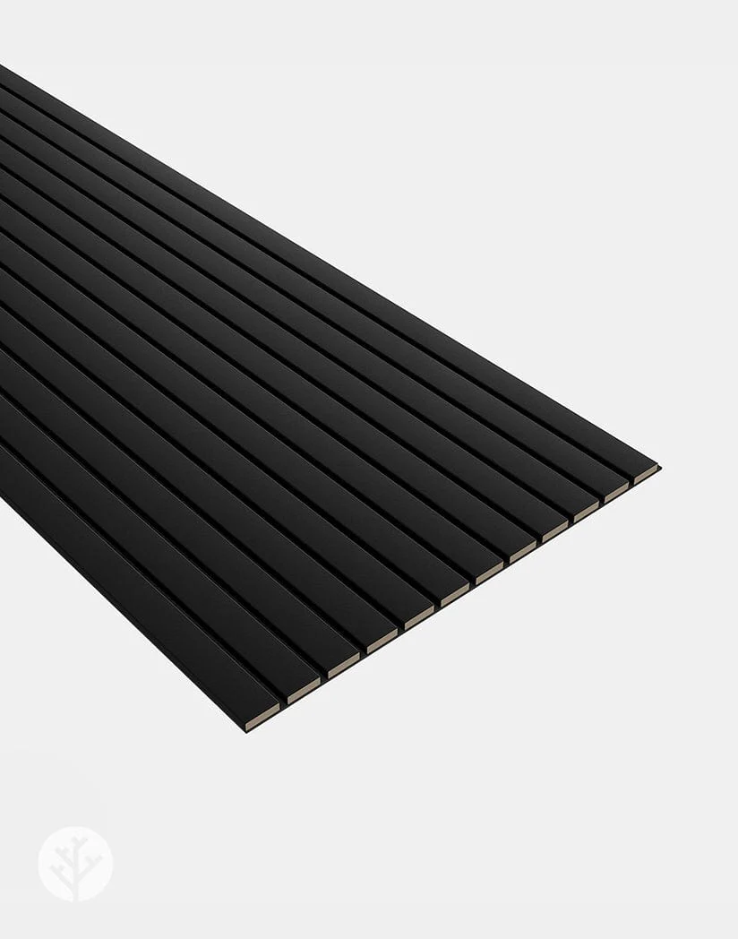 Slatpanel® Luxe Leather Black Wide Slat Wood Wall Panel - Image 6