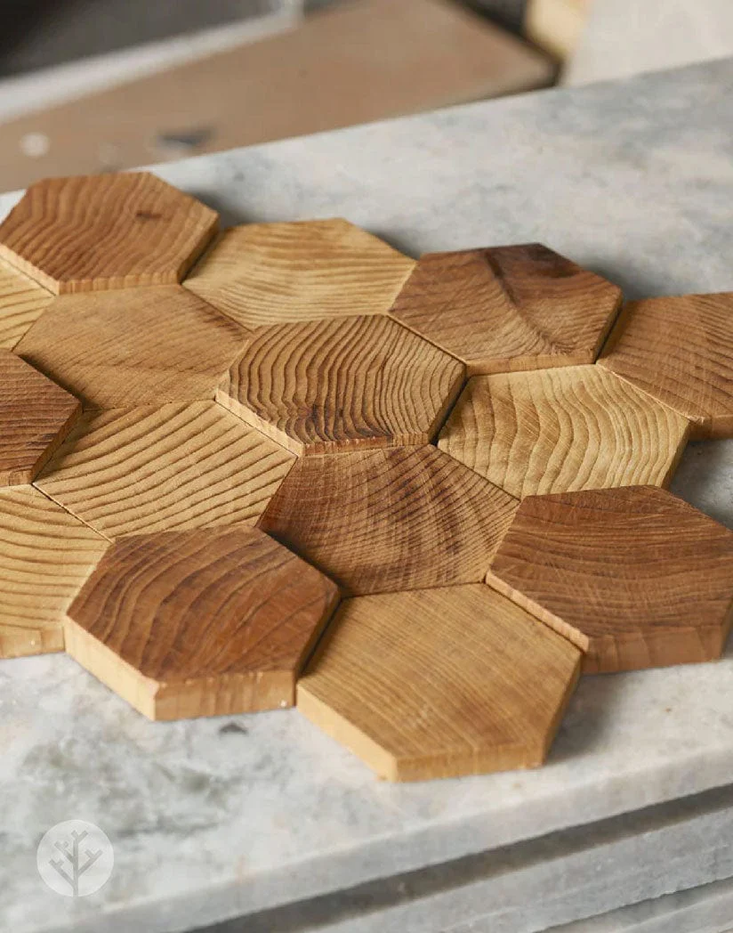 Stereo Standard-Hex Natural Wood Mosaic Wall Panels - Image 3